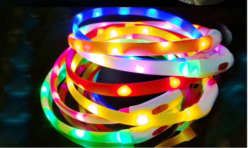 Pet Light Necklace Hang Out Necklet Anti-lose Safe Led Dog Cat Necklace USB Charging Soft Cuttable Pet Collar