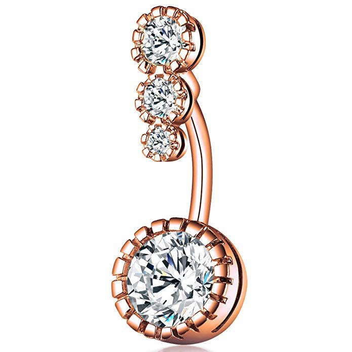 Fashion Simple Zircon Belly Button Button