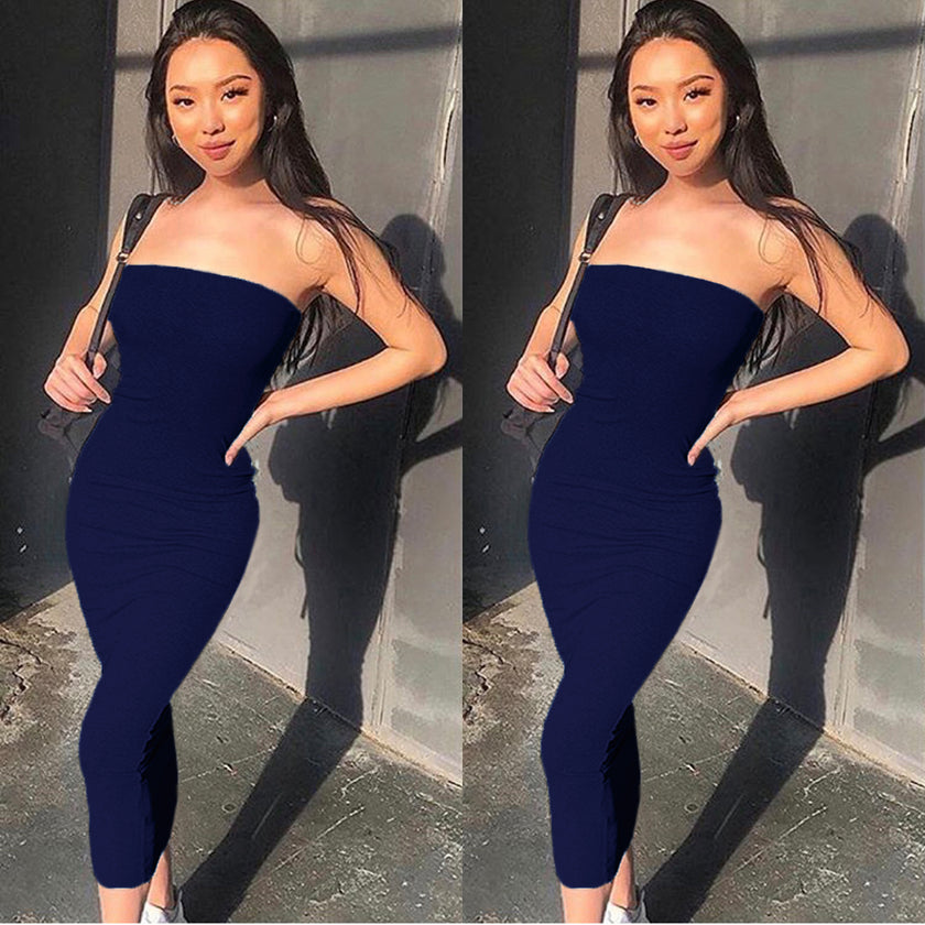 Sleeveless Wrapped Chest Long Beach Dress Women Clothing Summer