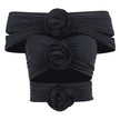 Flowers Hollow Off-shoulder Top For Women