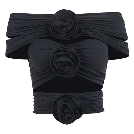 Flowers Hollow Off-shoulder Top For Women