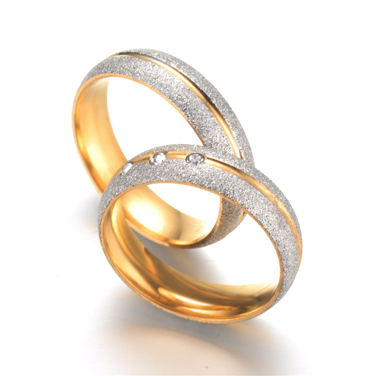 European And American Titanium Steel Frosted Couples Ring