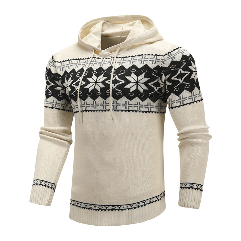 Men Pullover Sweater Fashion Printed Casual Hoodies Knitting
