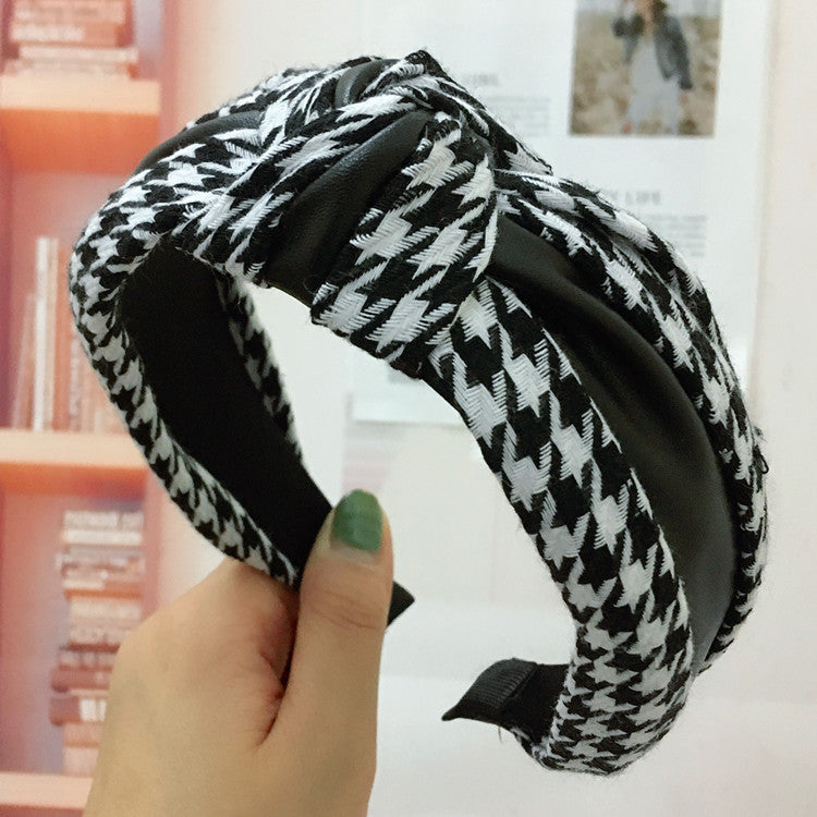 Alpscommerce Houndstooth Wide-brim Retro Headband Adult Hair Accessories