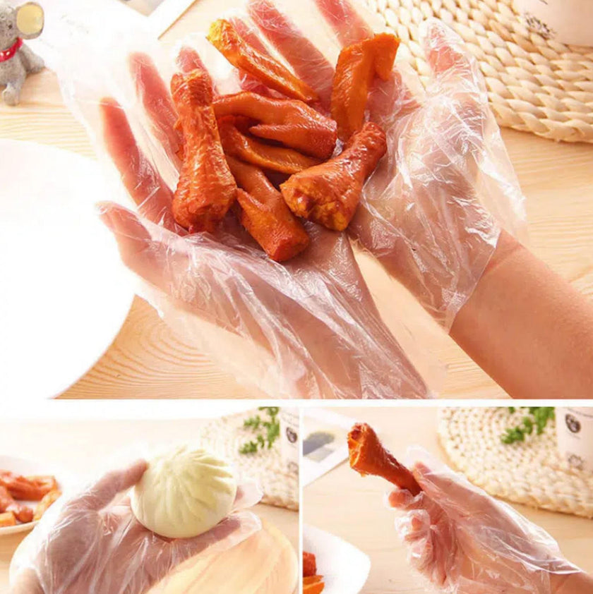 Alpscommerce (Bynetta)  Disposable Gloves Food Duck Neck Fried Chicken Crayfish Transparent New PE Plastic Gloves